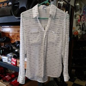 Express Portofino S rolltab button up Love print